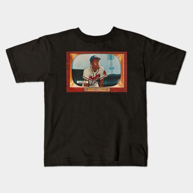 Hank Aaron 1955 Bowman Kids T-Shirt by BlackBoxHobby